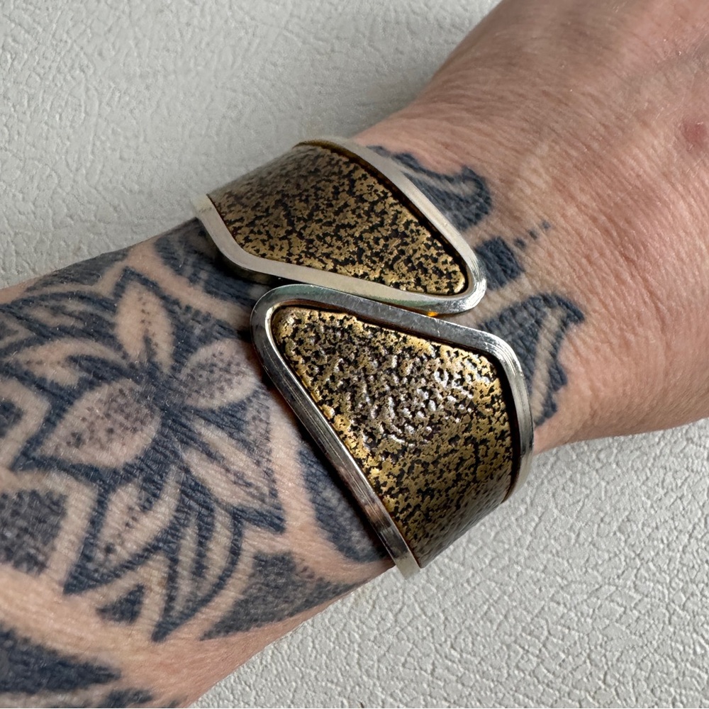 Vintage Gold & Silver Hinged Cuff Bracelet